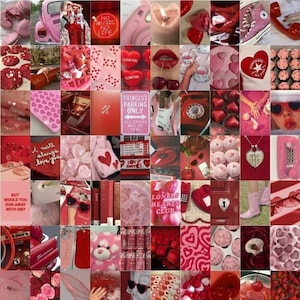 80 PCS | Pink & Red Lovecore Wall Collage Kit | Valentines Day Baddie Wall Art Pictures | Love Pink Girly Room Decor (DIGITAL DOWNLOAD)