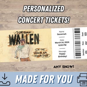PERSONALISIERT FÜR SIE Konzert-Karte | Individuelle Konzertkarte | Druckbare personalisierte Event-Karte | Kundenspezifisches Konzertkarten-Geschenk, Ereigniskarte