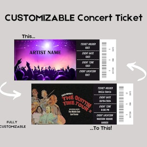 Individuelle Konzertkarte | Event Ticket Stub | Druckbares Event Ticket | Personalisierte Konzerteinladung | Bearbeitbare Konzertkarten-Vorlage