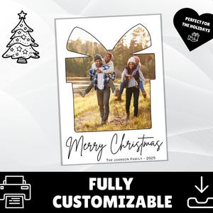 SOFORTIGE EDITIERBARE Weihnachtsfoto-Feiertagskartenvorlage | Bearbeitbare Winter Grußkarte | Druckbare moderne minimalistische Weihnachtskarte für Familie