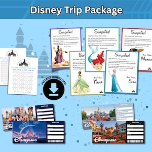 WDW Theme Park Trip Reveal Bundle, Letters From Disney Princesses, Fully Customizable Canva Templates