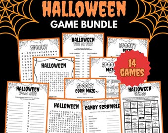 Paquete de 14 juegos imprimibles de Halloween / Actividades imprimibles de Halloween, Juegos para fiestas de Halloween, Juegos imprimibles para fiestas, Juegos de Halloween para niños