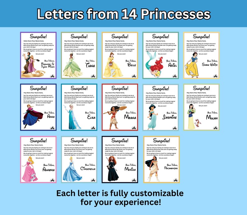 Editable Disney Theme Park Trip Reveal Bundle, Letters From Disney ...
