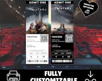 FULLY EDITABLE Movie Ticket Canva Template | Movie Party Invitation | Memorabilia Surprise Gift | Surprise Movie Night