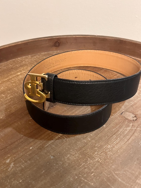 Escada Sport Black Leather Belt With Gold-tone Buckle – Size  display picture 3