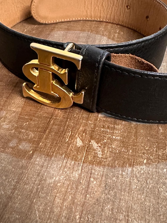 Escada Sport Black Leather Belt With Gold-tone Buckle – Size  display picture 1