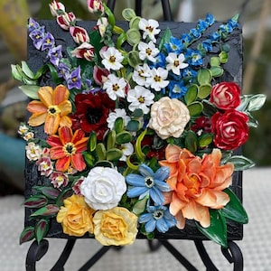 3D Acrylic Flower Painting – Custom Sculpted Floral Wall Art