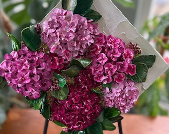 Hydrangea  painting,  3D wall art, hand sculpted acrylic flowers, puffy flowers