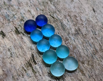 10 mini recycled sea glass  style sea colour cabochons (approx 5 or 6 mm)