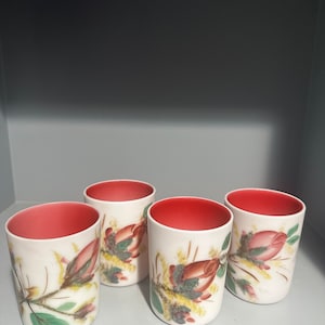 Fenton for LG Wright Moss Rose Tumblers set of 4