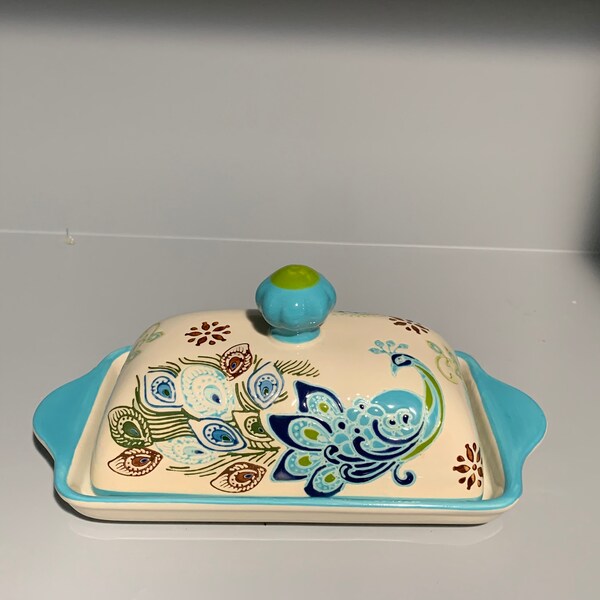 Dutch Wax Peacock Butter Dish
