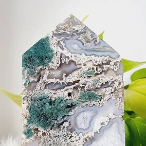 Druzy Moosachat Turm 2324g | Großer Moosachat Turm