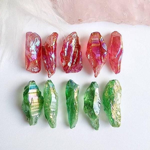 Red Aura Pieces, Green Aura Pieces, Red Aura Quartz Pieces, Green Aura Quartz Pieces, Red Aura Raw points,Green Aura Raw pieces,Crystal Aura