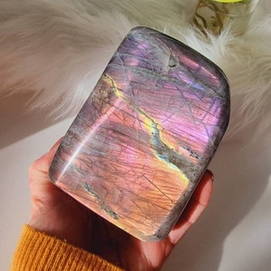 Large Purple Labradorite freeform G, Natural Purple Labradorite, Flashy Purple Labradorite, Crystal decoration,New home crystals, Meditation