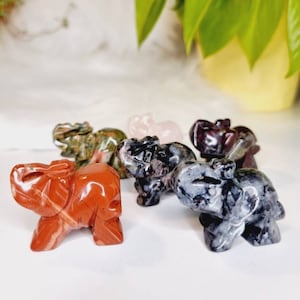 Natural Carved Crystal Elephants, Small Crystal Elephant,Carved Elephants