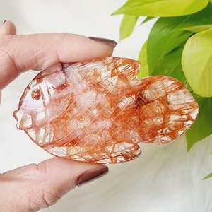 Rainbow Fire Quartz Fish | Carved Crystal Fish | Fire Quartz Carving | Rainbow Fire Quartz | Hematoid Quartz | Carved Hematoid Quartz
