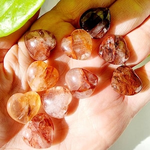 Hematoid Quartz Mini Hearts,Fire Quartz Mino Hearts,Natural Fire Quartz Mini Hearts