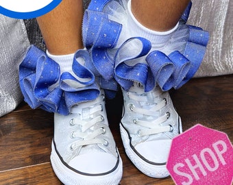 Dark Denim Ruffle TuTu Anklets, sockless Anklets, ruffle socks, detachable anklets, Blue ruffle socks,