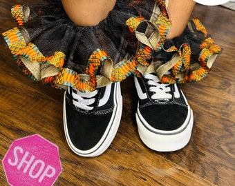 Ruffle TuTu Kente Anklets, sockless Anklets, ruffle socks, detachable anklets, black history, Juneteenth