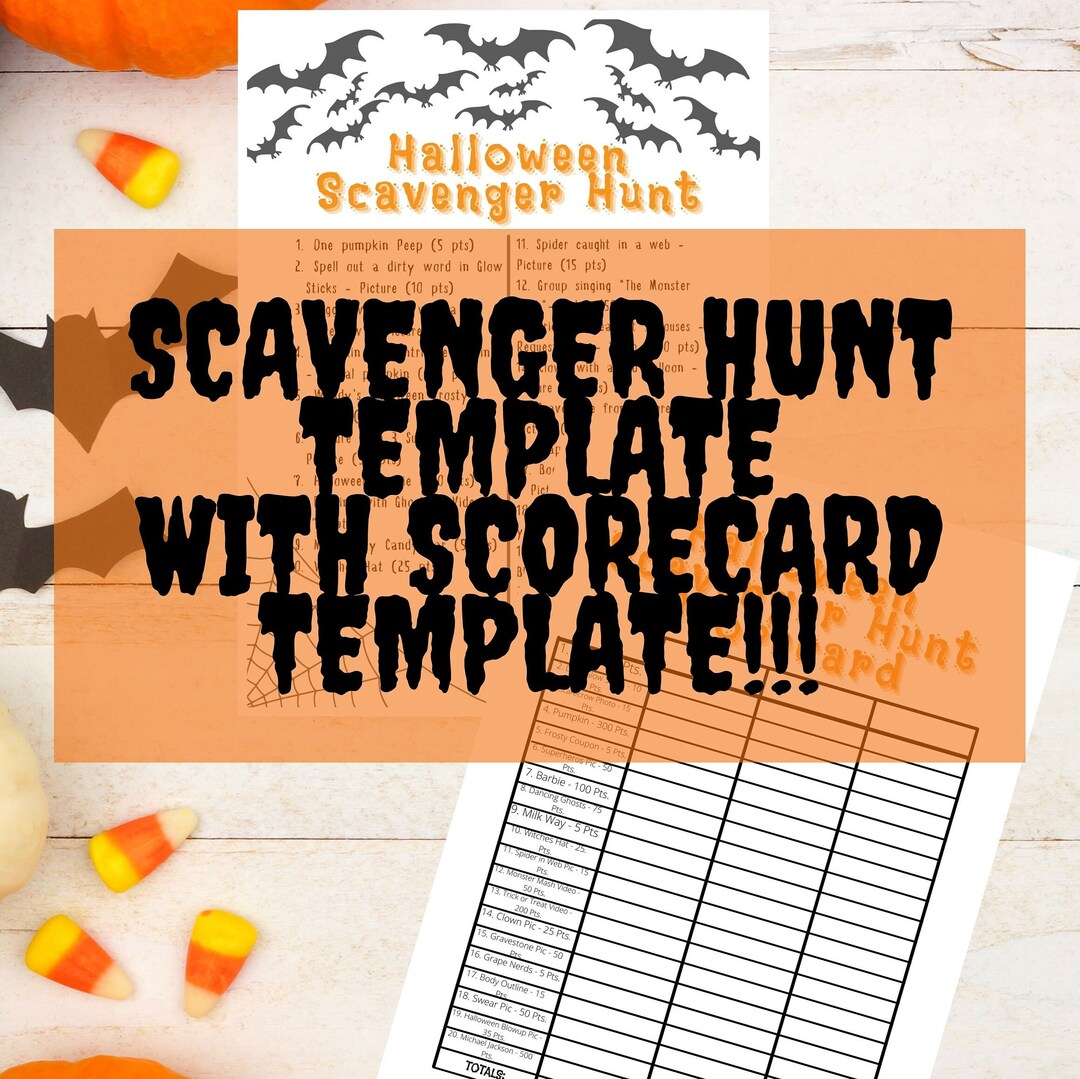 Halloween Scavenger Hunt Template With Scorecard - Digital Download ...