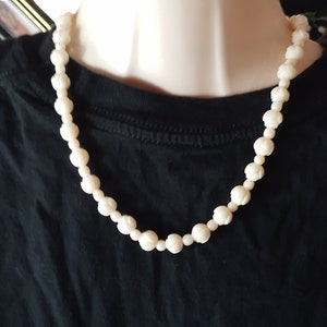 Vintage White Carved Angel Skin Coral Necklace
