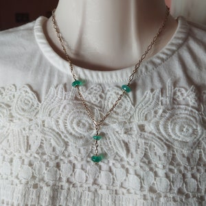 Collana di perline goccia di onice verde argento sterling