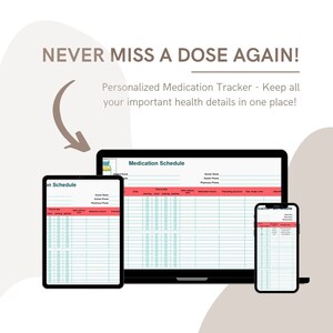 Medication Log Printable, Medication Tracker, Medication Intake Reminder, Medication List Template, Medication Schedule, Google Sheets