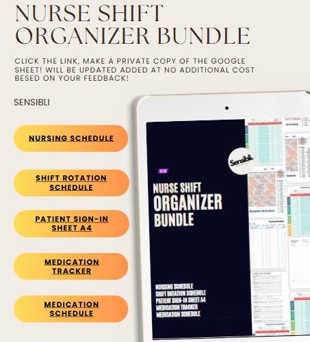 Nurse Shift Organizer Bundle - Instant Digital Download for Google Docs ...