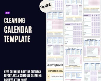 Editable Cleaning Calendar Template: Weekly, Monthly, Quarterly (Digital Download)