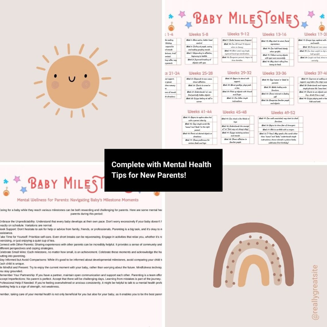 Baby Milestones and Development Chart digital, Baby Checklist, Baby