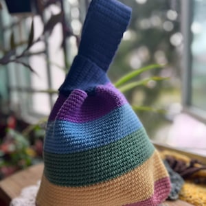 Guía visual paso a paso para tejer un bolso Mosu / Bolso con nudo japonés / Patrón de crochet digital / Patrón adicional / Patrón de mini bolso Mosu