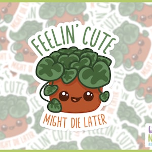 Feeling Cute Might Die Later Plant Sticker