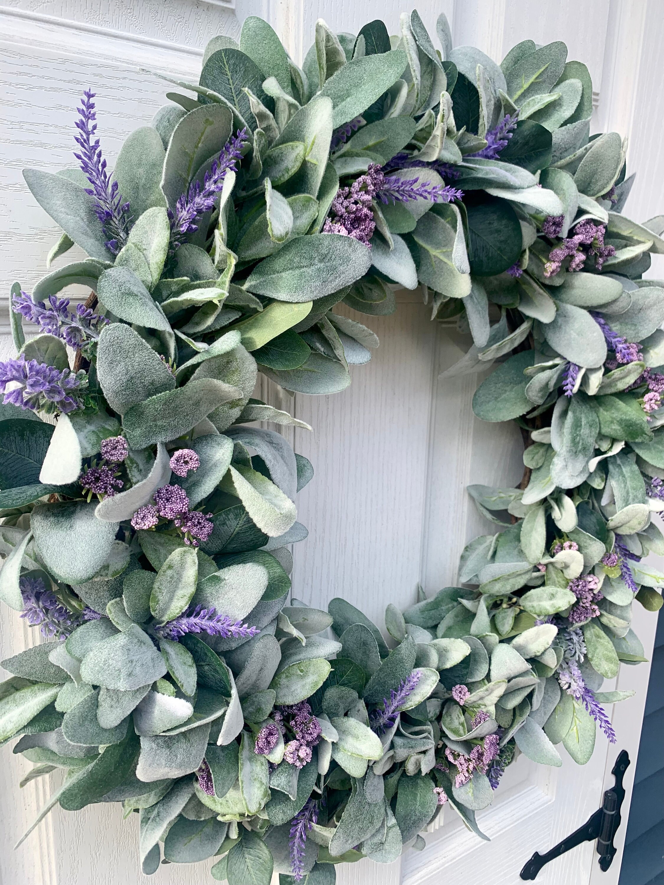 Lambs Ear and Eucalyptus Wreath With Purple Lavender and Queen Anne’s ...