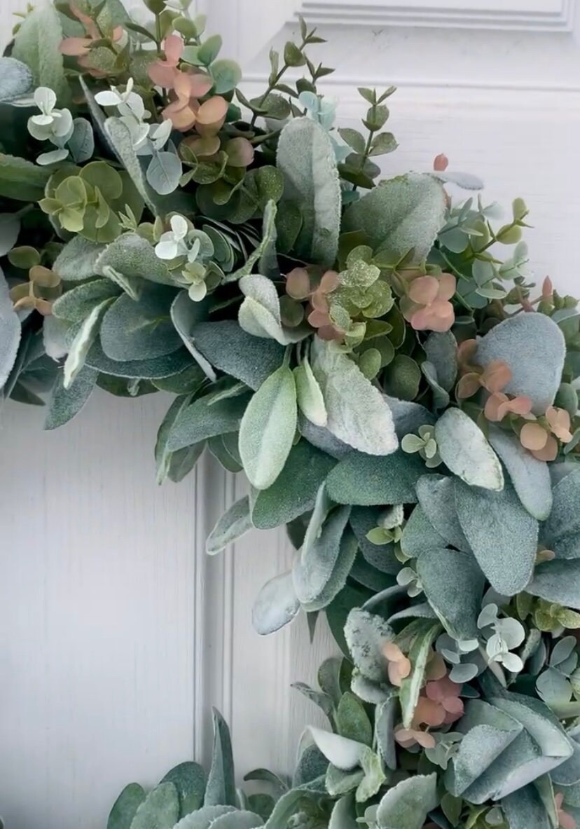 Lambs Ear and Eucalyptus Wreath - Etsy