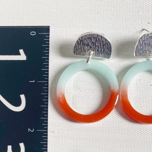 Turquoise and orange earrings, colorful hoop earrings, nautical earrings resin, summer earrings 2023, vibrant hoop earrings, bold earrings image 9