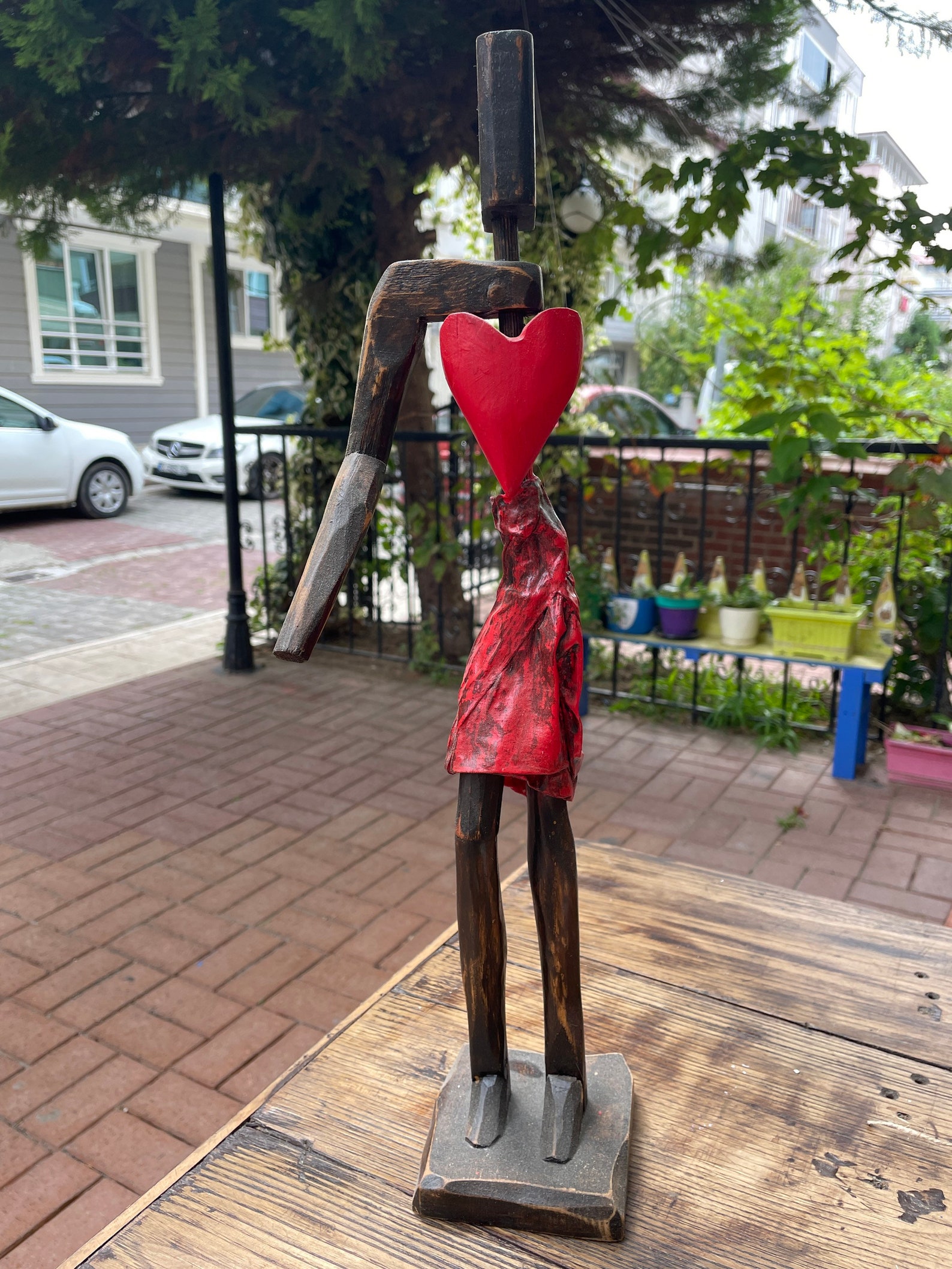 Wooden Carved Painted Human Figure Handcarved Sculpture Wood Etsy