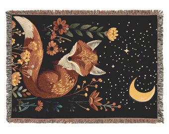 Cozy Fox Themed Woven Blanket | Throw Blanket