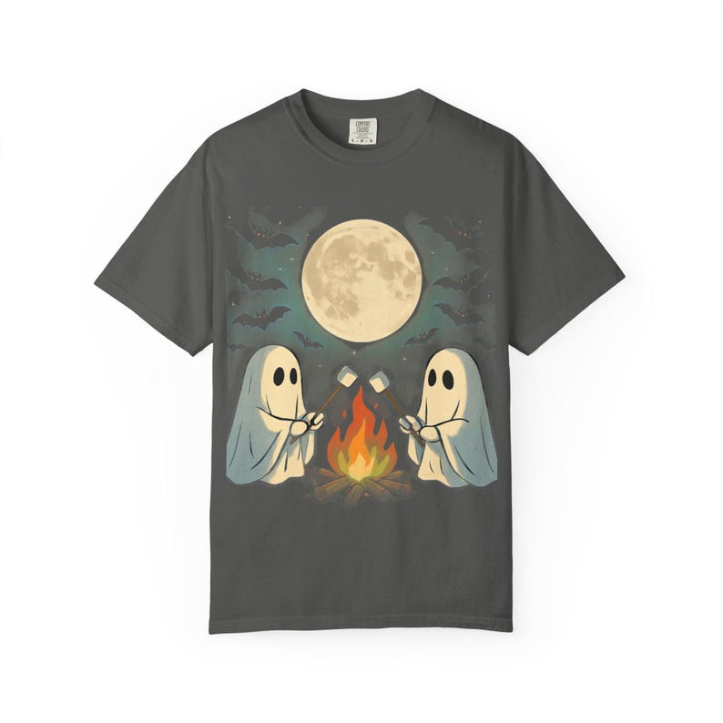 Cozy Campfire Ghosties- Comfrt Colors T-Shirt image 1