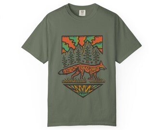 Fox Graphic Comfrt Colors T-Shirt for Adventurers, Camping, Hiking, Eco-Friendly Apparel, Unisex Shirt, Gift for Outdoors Lovers
