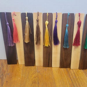 Handcrafted Hardwood Bookmark: Walnut or Maple with Tassel
