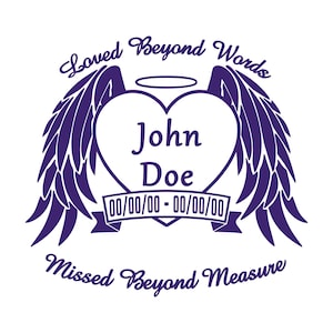 In Loving Memory Of Angel Wings Window Vinyl Decal Personalized Car Window Decal