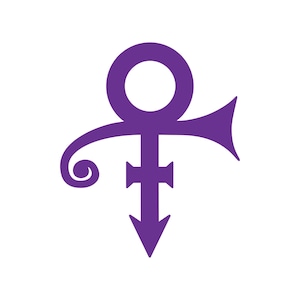 May include: A purple symbol on a white background. The symbol is a combination of the male and female symbols, with a teardrop shape at the bottom. The design includes a circle, a cross, and a horn-like shape.