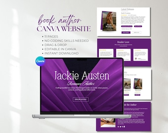 Modèle de site Web d'auteur d'histoires d'amour : page de destination du marketing du livre Canva (téléchargement numérique)