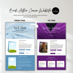 Romance Author Website Template Author Canva Landing Page Writer Book Promotion Book Launch One Page Website Book Marketing Author Branding