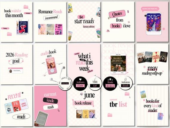 Bookstagram Template Posts Author Template Book Review Template Bookish Instagram Carousel Bookstagram Canva Bundle