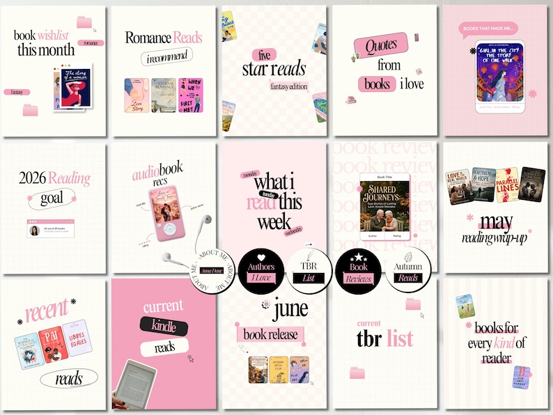 Bookstagram Template Posts Author Template Book Review Template Bookish Instagram Carousel Bookstagram Canva Bundle