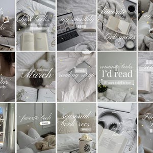 Vita Estetiska Trendiga Bokmallar Karusell Mysig Läsning Instagram-inlägg Minimalistiska BookTok Canva-mallar Bokrecensionskarusell