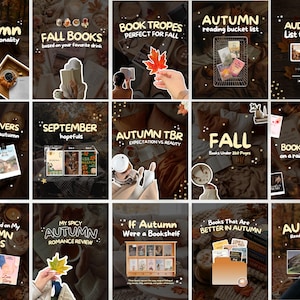 Gemütliche Herbst-Bookstagram-Karussellvorlage: Herbstliche Ästhetik für Instagram-Posts – Bearbeitbare Canva-Vorlage für Buch-Content-Ersteller