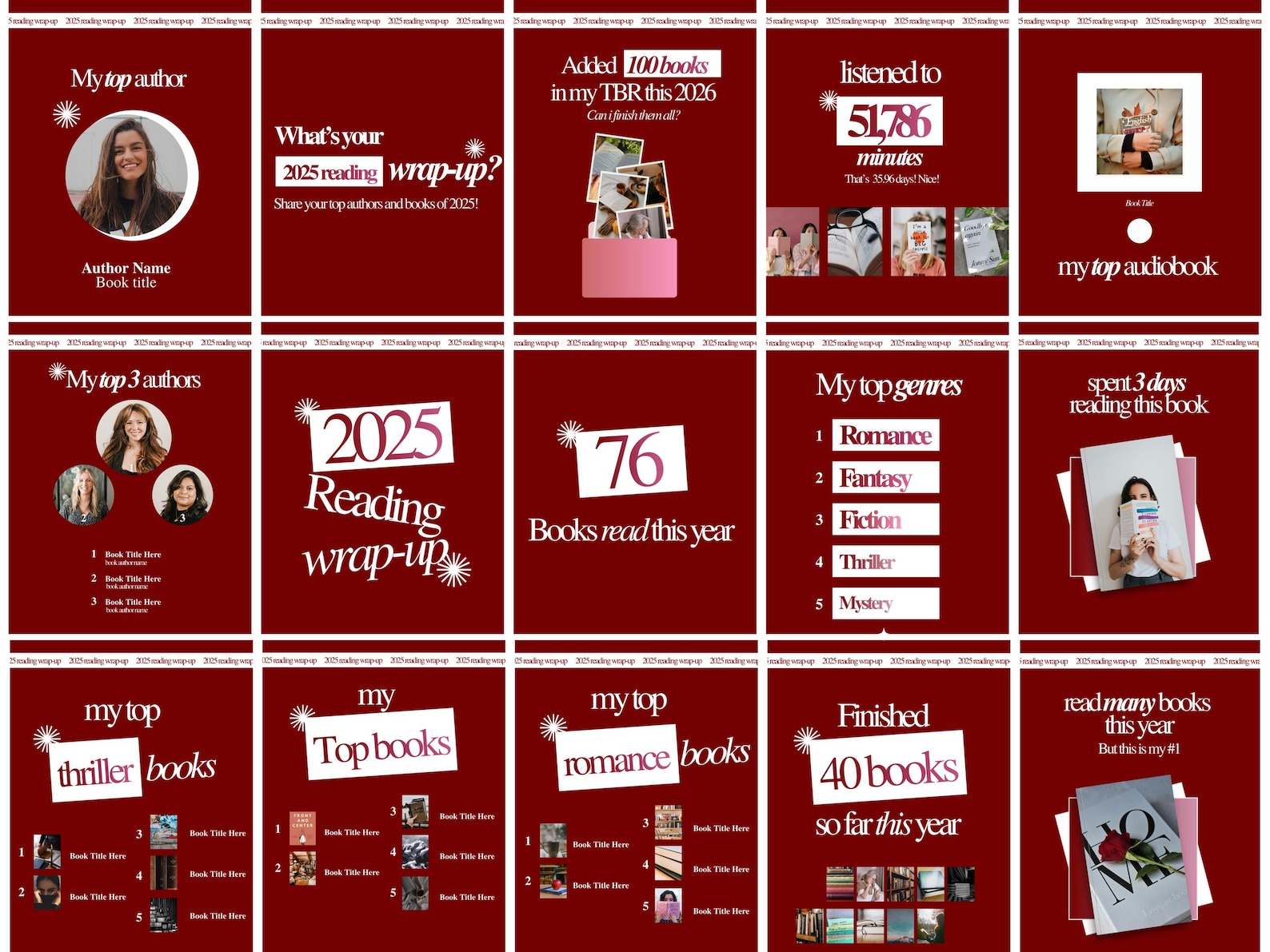 2025 Reading Recap Bookstagram Carousel Template Year-end Reading Wrap ...