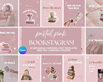 Różowy szablon karuzeli Bookstagram Booktok Instagram Estetyczny szablon Canva Bookstagram Miłośnik książek Media społecznościowe Autor książek Marketing Post